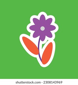 funny groovy playful flower in Y2K style. Hippie trendy flower card