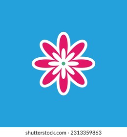 funny groovy playful flower in Y2K style. Hippie trendy flower card