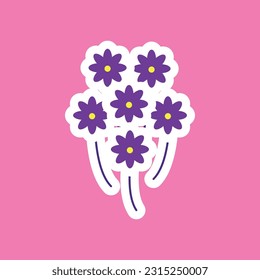 funny groovy playful flower in Y2K style. Hippie trendy flower card