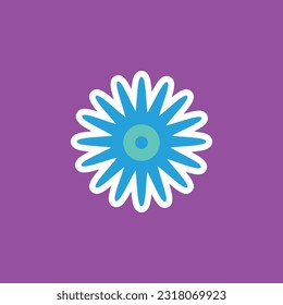 funny groovy playful flower in Y2K style. Hippie trendy flower card