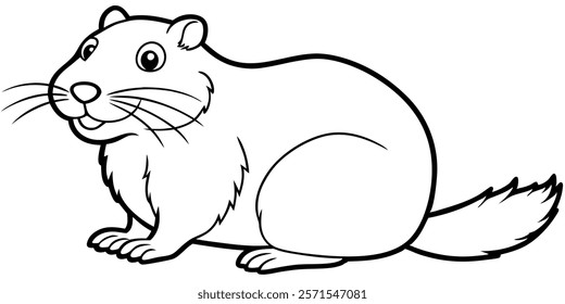 Funny groundhog line icon vector line art with white background