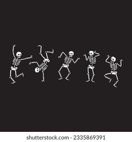 Funny group of dancing skeletons