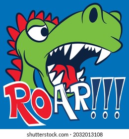 Funny growling Dinosaur text and blue background