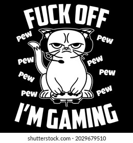 funny grumpy gaming cat im gaming gamer nerd design vector illustration for use in design and print wall art poster canvas