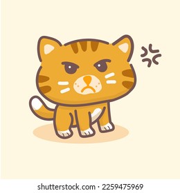Funny grumpy orange cat icon vector. Angry cat cartoon character. Funny angry icon isolated, pet cute cat icon isolated, Cute angry cat, big head