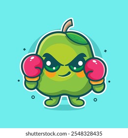 engraçado guava fruta personagem mascote jogando boxe esporte isolado desenhos animados