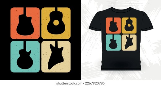 Funny Guitarist Guitar Player Musician Music Bass Retro Vintage Musician T-Shirt Design