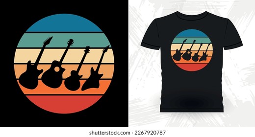 Funny Guitarist Guitar Player Musician Music Bass Retro Vintage Musician T-Shirt Design
