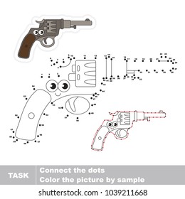 Funny Gun. Dot to dot educational game for kids.
