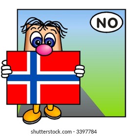 Funny Guy Carrying the Norwegian Flag