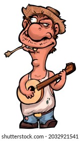 funny guy musician red-haired playing guitar vector illustration