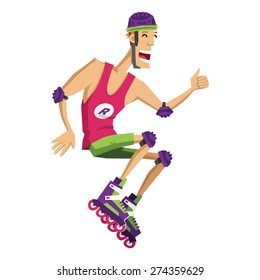 Funny guy on roller skates