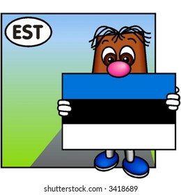 Funny Guy Presenting the Estonian Flag