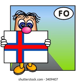 Funny Guy Presenting the Flag of the Faroe Islands