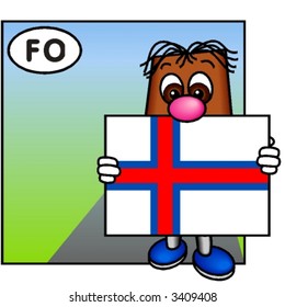 Funny Guy Showing the Flag of the Faroe Islands
