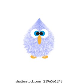 Funny hairy blue cartoon design on a white background