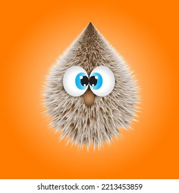 Funny hairy cartoon face,Funny toy, hairy brown animal clip art.