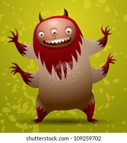 Funny hairy monster, vector 01