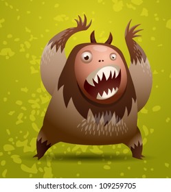 Funny hairy monster, vector 02