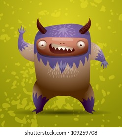 Funny hairy monster, vector 03