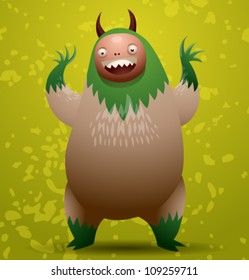 Funny hairy monster, vector 04