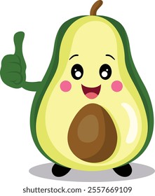 Funny half avocado character mascot okay