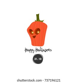 Funny hallowed-out pumpkin. Halloween cartoon illustration.
