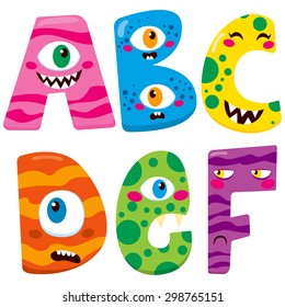 Funny Halloween Alphabet With Cute A B C D E F Monster Characters