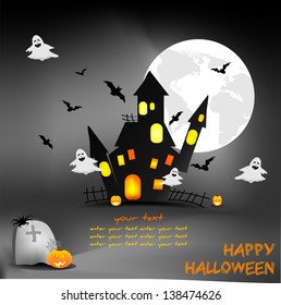 Funny Halloween background with ghosts