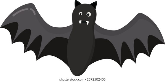 Funny Halloween bat in flight.  Night animal isolated on white background