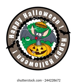 Funny Halloween Bat in Jack-O-Lantern Vector
