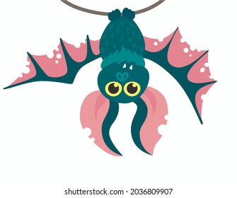 
funny halloween bat on white background