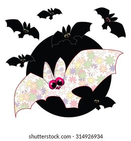 Funny Halloween bats. Vector illustration.