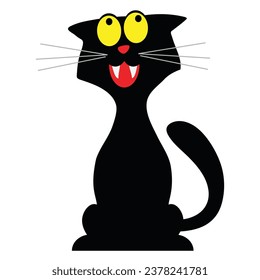 Graciosa ilustración de la caricatura del vector del gato negro de Halloween
