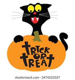 Funny Halloween black cat
vector cartoon illustration