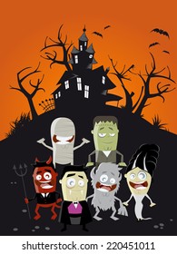 funny halloween cartoon background