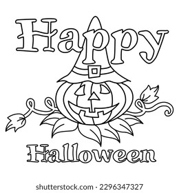 Funny halloween cartoon characters vector illustration. For kids coloring book.