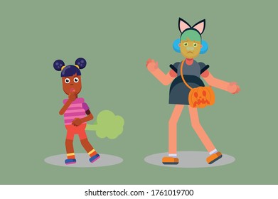 Funny Halloween character design. This character illustration can use as a sticker also.