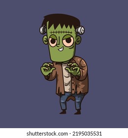 Funny Halloween Character Frankenstein Illustration