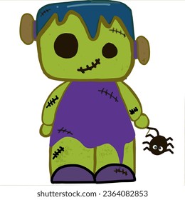 Funny Halloween character Frankenstein illustration