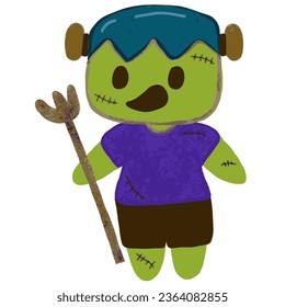 Funny Halloween character Frankenstein illustration