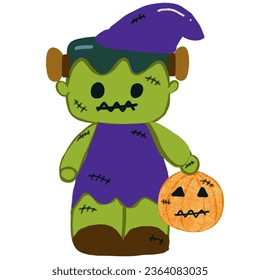 Funny Halloween character Frankenstein illustration