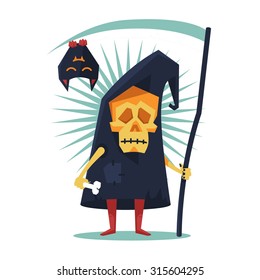 Funny Halloween character on white background