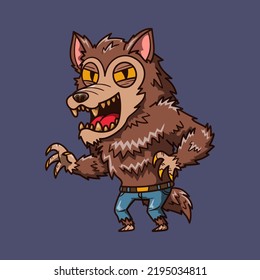 Funny Halloween Character Werewolf Illustration