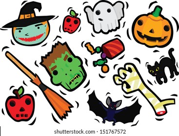 Funny Halloween Characters Set