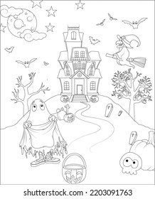 funny Halloween coloring page for kids