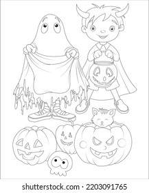 funny Halloween coloring page for kids