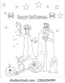 funny Halloween coloring page for kids
