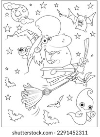 funny halloween coloring page for kids