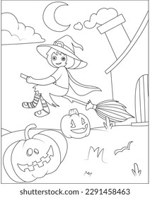 funny Halloween coloring page for kids and adults